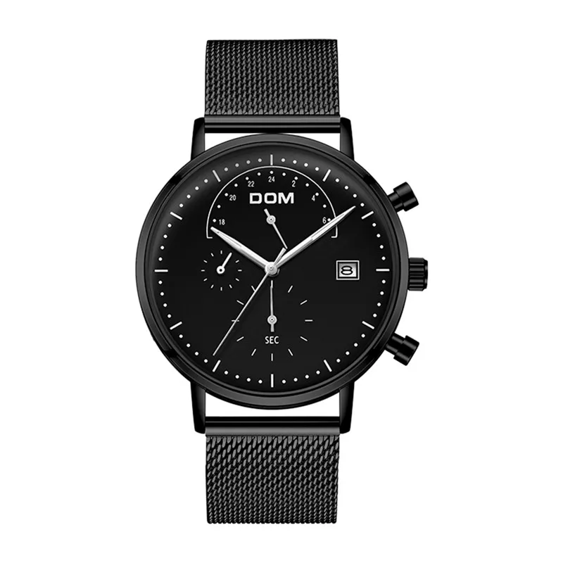 Мужские часы DOM модные Роскошные водонепроницаемые брендовые аналоговые