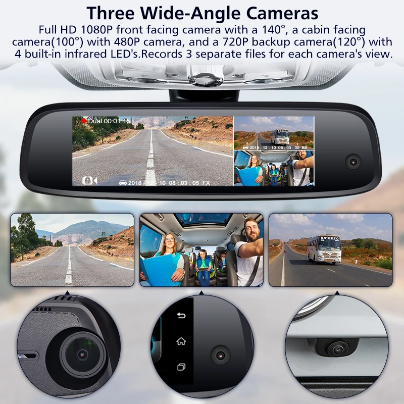 Junsun K757 3 камера 2 + 32 ГБ Автомобильный dvr регистраторы 4 г ADAS FHD 1080 P gps Navi DashCam Android