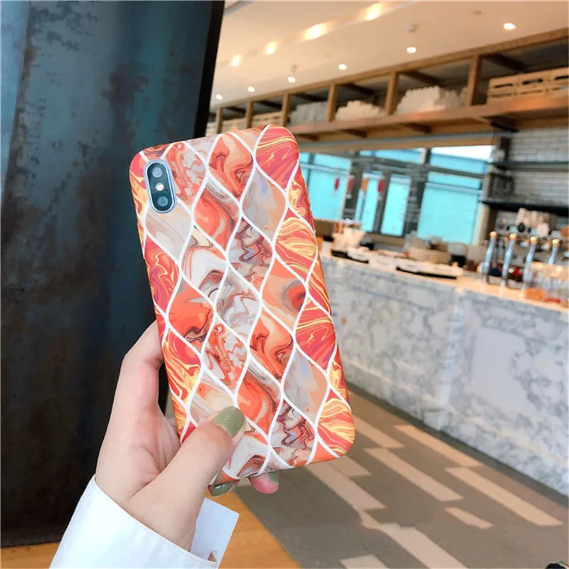 Алмазный кораллово-красный мраморный чехол для телефона iphone XS MAX XR X 6 6s 7 8 plus