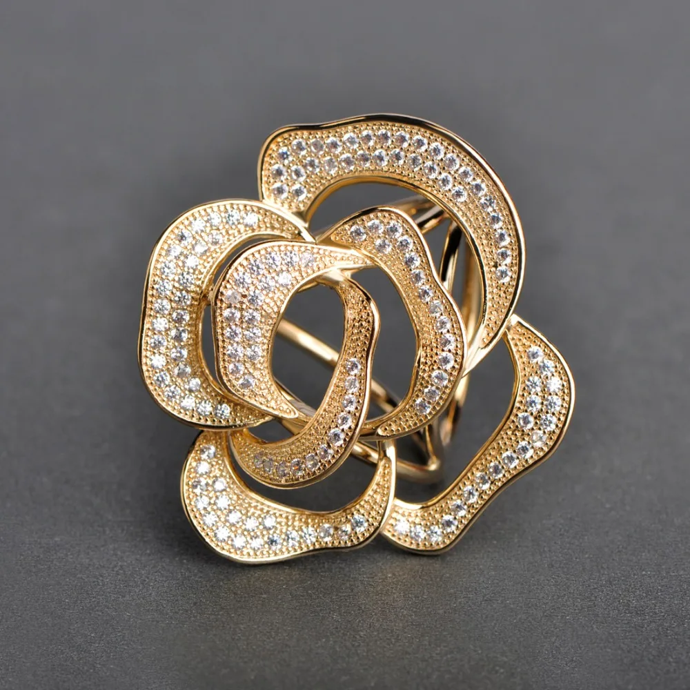 Funmor высококачественные Броши с большим цветком для женщин микроинкрустация