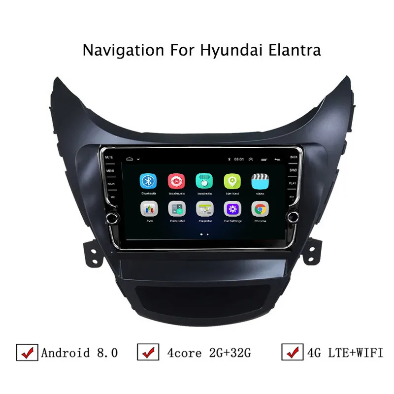 9" Android 6.0/8.0/8.1 Car DVD GPS Navigation For Hyundai Elantra 2011 2012 2013 2014 Radio Head Unit | Автомобили и
