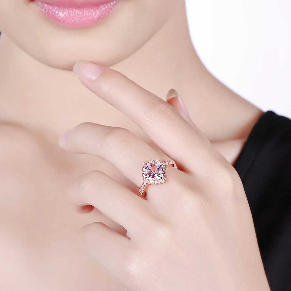 9 к розовое золото 2.08ct натуральный морганит и 0.13ct бриллианты Mligrain обручальное классическое кольцо