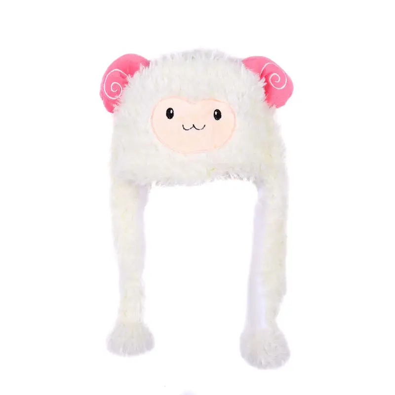 Милые Плюшевые животных Улыбающееся белый овец Beanie мягкую мягкий капюшон шляпа