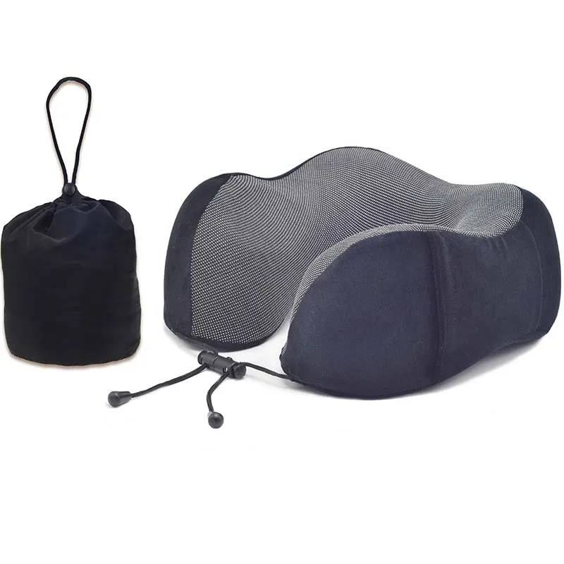 black with bag Пены памяти Медленный отскок массаж u-образный подушка для самолета путешествия подголовник автомобиля головы шеи подушки - Цвет: black with bag