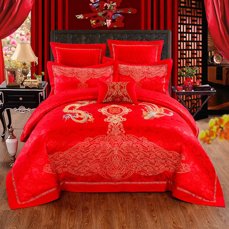 Высококачественный Свадебный Комплект постельного белья с золотой вышивкой