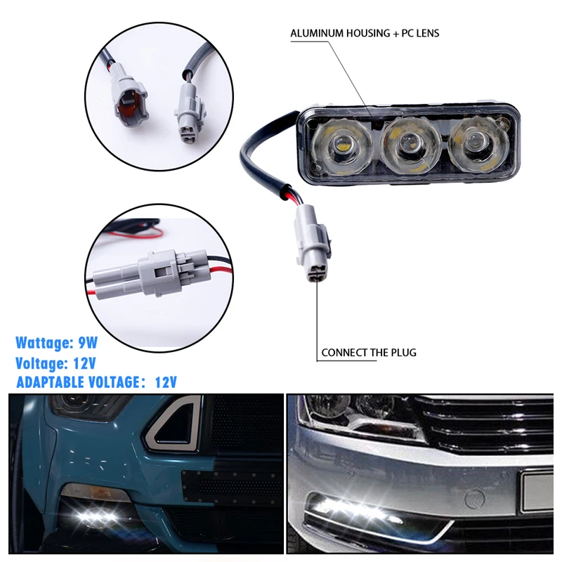 HLXG 2 шт. дневные ходовые огни Водонепроницаемые универсальные автомобильные фары