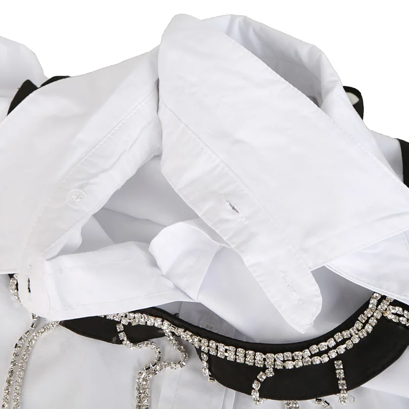 GETSRING/женские комплекты рубашек жилет с кисточками и кристаллами белая хлопковая