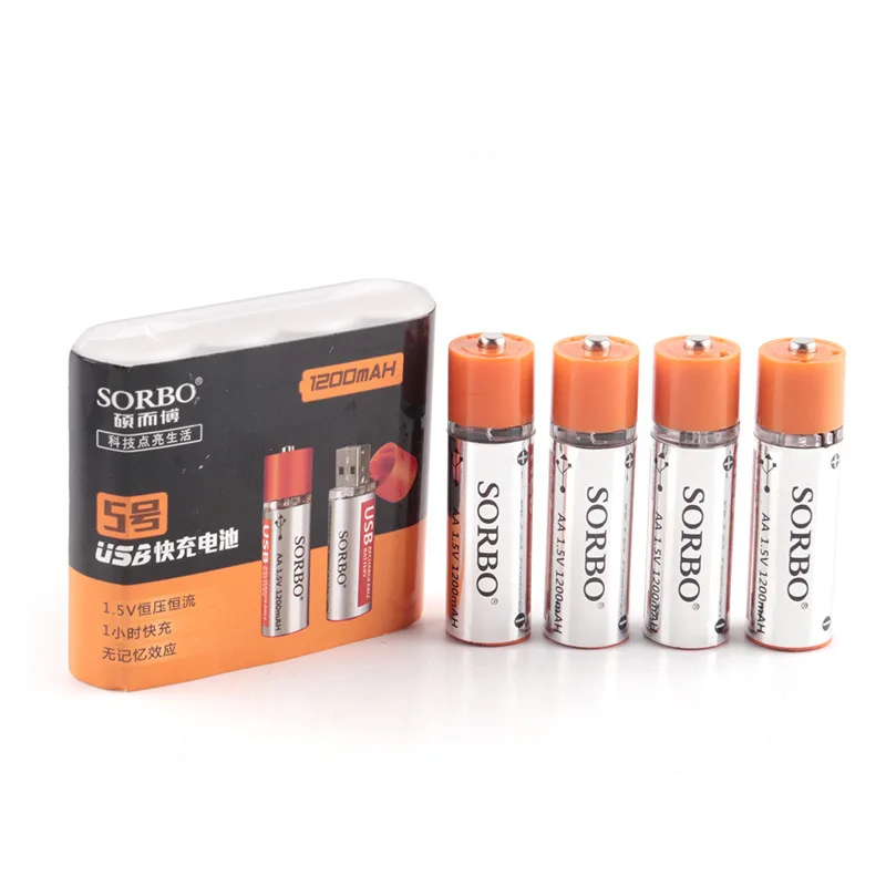 Sorbo USB аккумуляторная батарея AA 1 5 В 1200 мАч быстрая зарядка литиевая качественные