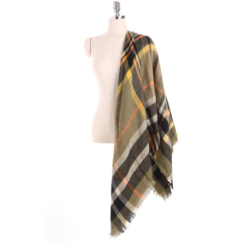 16 Colors plaid Scarves Winter Fashion Woman's Warm Cashmere Shawl Wrapped Blankets Square Scarf For women 180x65cm | Аксессуары для