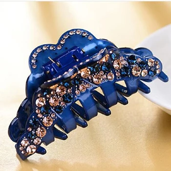 blue hair crab Ацетатные стразы, Когти для волос, заколки для волос для девочек, заколка-краб, женские аксессуары для волос, роскошный акриловый Краб для волос для девочек - Окраска металла: blue hair crab
