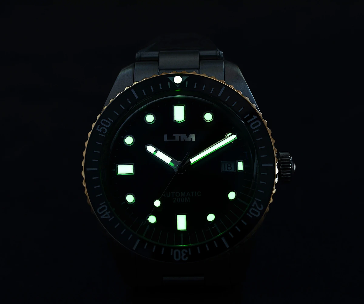 Lugyou San Martin Sea Master Diver Мужские часы автоматические нержавеющая сталь Бронзовый ободок металлический браслет вращающийся супер свечение 20 атм