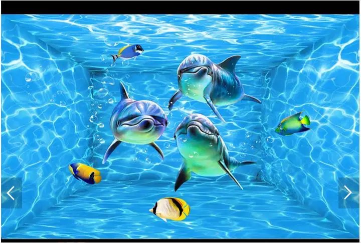 3D обои на заказ потолочные фрески красивые синие Морские водные дельфины