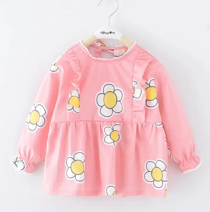 

Waterproof baby bibs with long sleeve waterproof burp cloths Double layer Cute Princess Dress Apron bavoir bebe Girl Kids