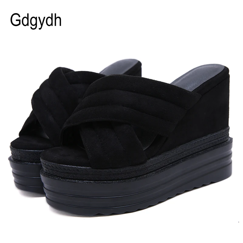 Gdgydh/женские босоножки на платформе черные замшевые женские повседневные туфли