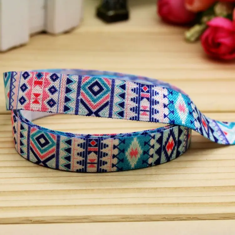 

5/8'' Free shipping Fold Elastic FOE tribal printed headband headwear hairband diy decoration wholesale OEM P5717