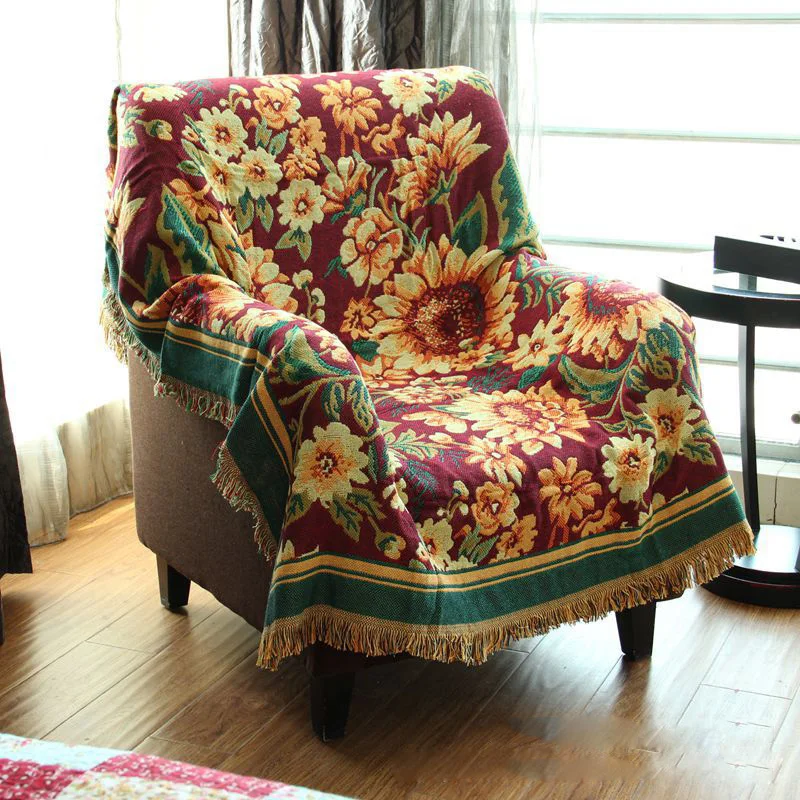 

CHAUSUB Cotton Blanket Throw Home Decor Sofa Cover for Living Room Knitted Bed Cover Jacquard Coverlet AB-Side Bedspread on Bed