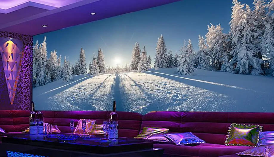 HD звуконепроницаемые обои на заказ фото стену фрески Зимний Лес Снег 3d природа