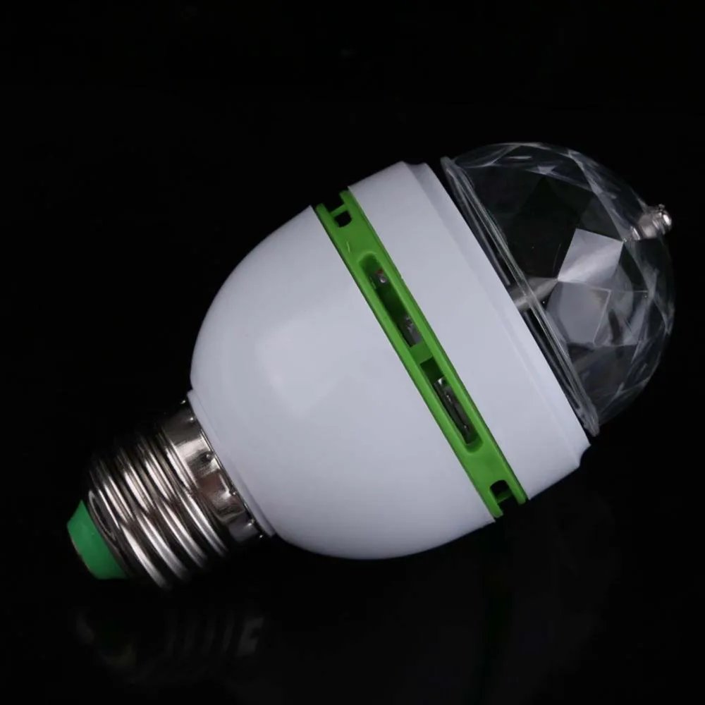 E27 3 Вт RGB светодиодный светильник хрустальный шар вращающийся Рождественский для