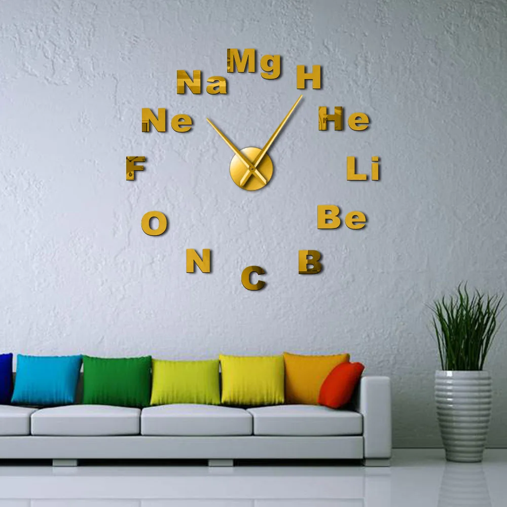 Периодической таблицы элементов DIY большие настельные часы химия наука зеркало