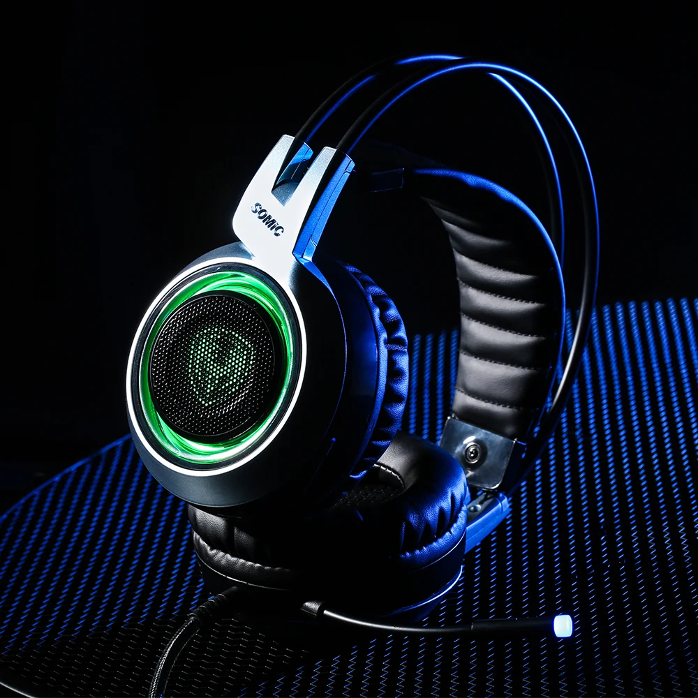 SOMIC G951 вибрации для наушников USB светодиодный Проводные игровые наушники