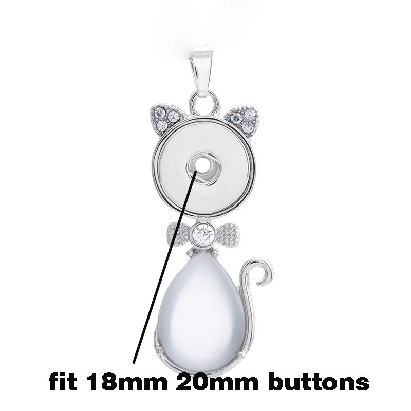 Cat 215 Interchangeable Charm Jewelry For Women Rhinestone Ginger Snap Button Pendants Necklace (fit 18mm button) Украшения и