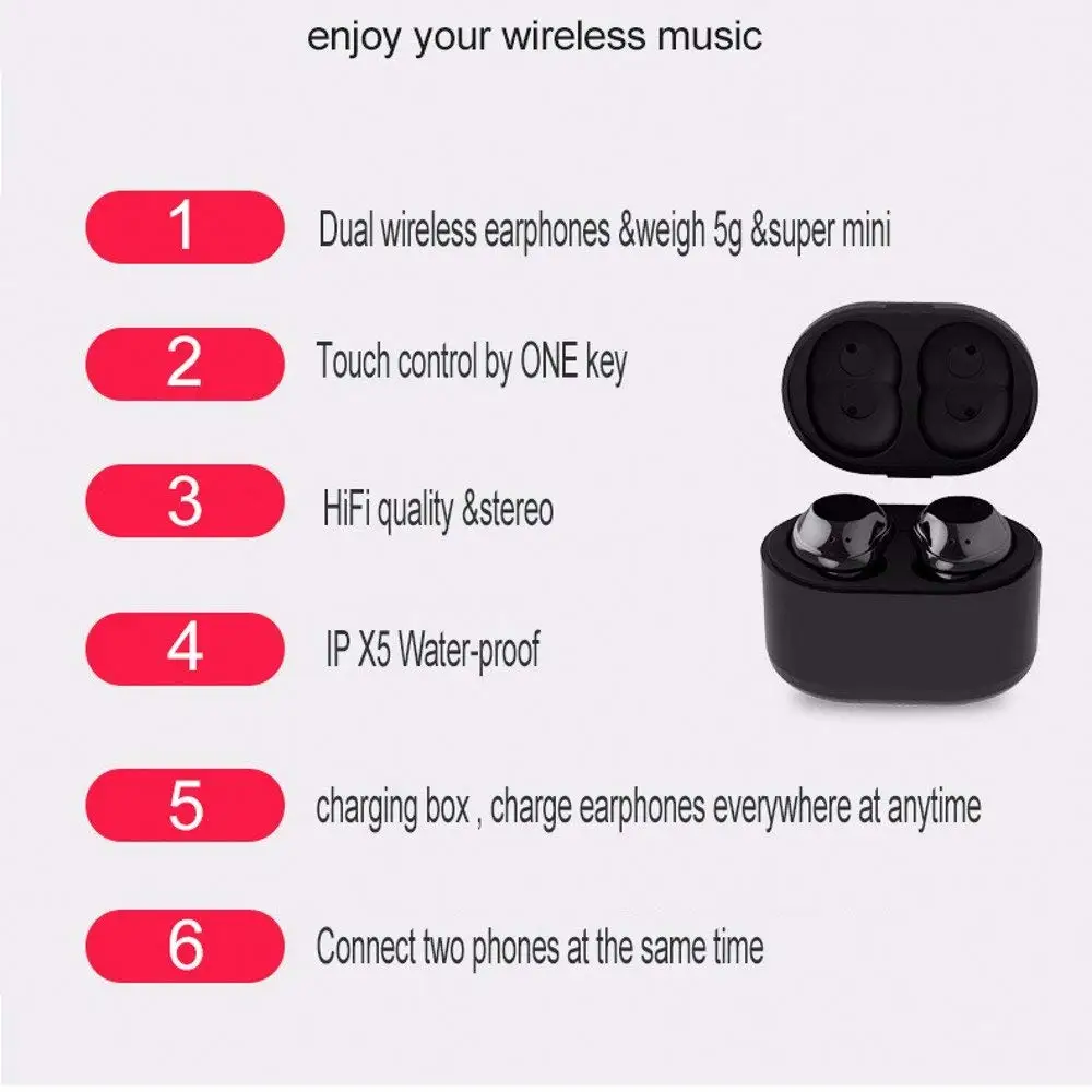 Спортивные Портативный наушники-вкладыши TWS вкладыши Bluetooth V5.0 Беспроводной