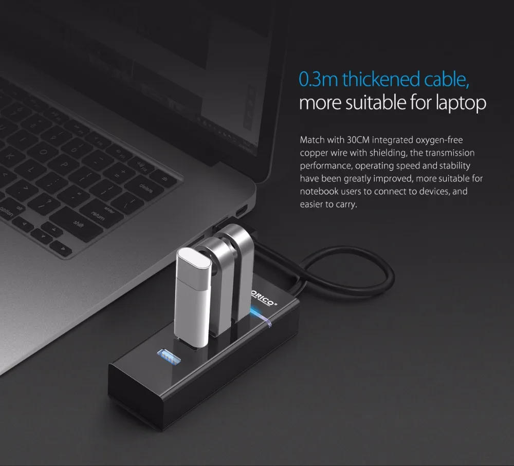 ORICO 4 порта USB3.0 и USB2.0 концентратор для ноутбука MacBook планшетный компьютер OTG usb-хаб-черный