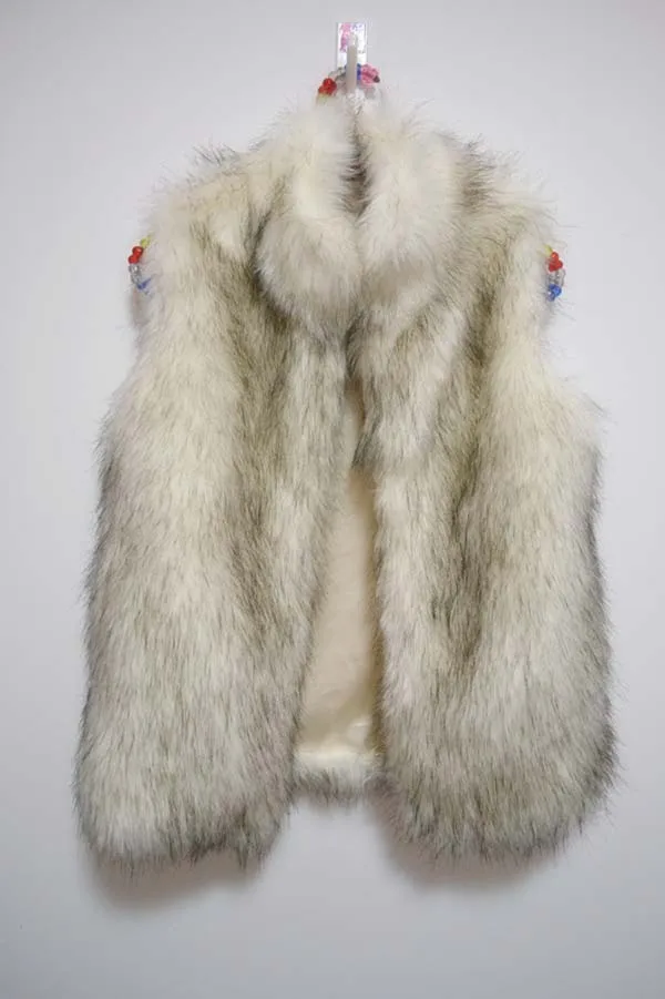 Женские теплые зимние из искусственного лисьего меха женская мода Стенд