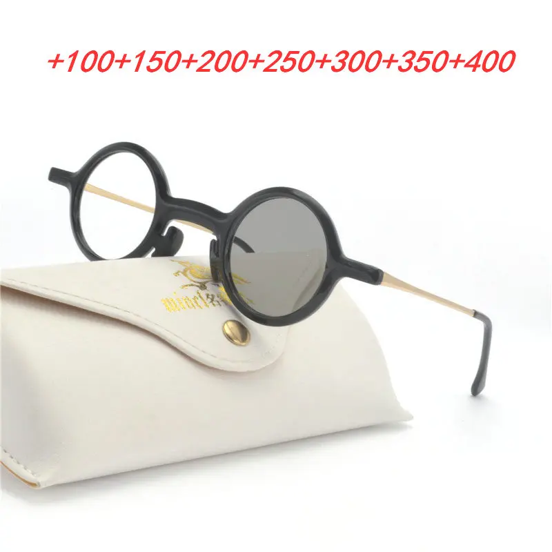 Дизайнерские фотохромные очки для чтения мужские круглые из титанового сплава