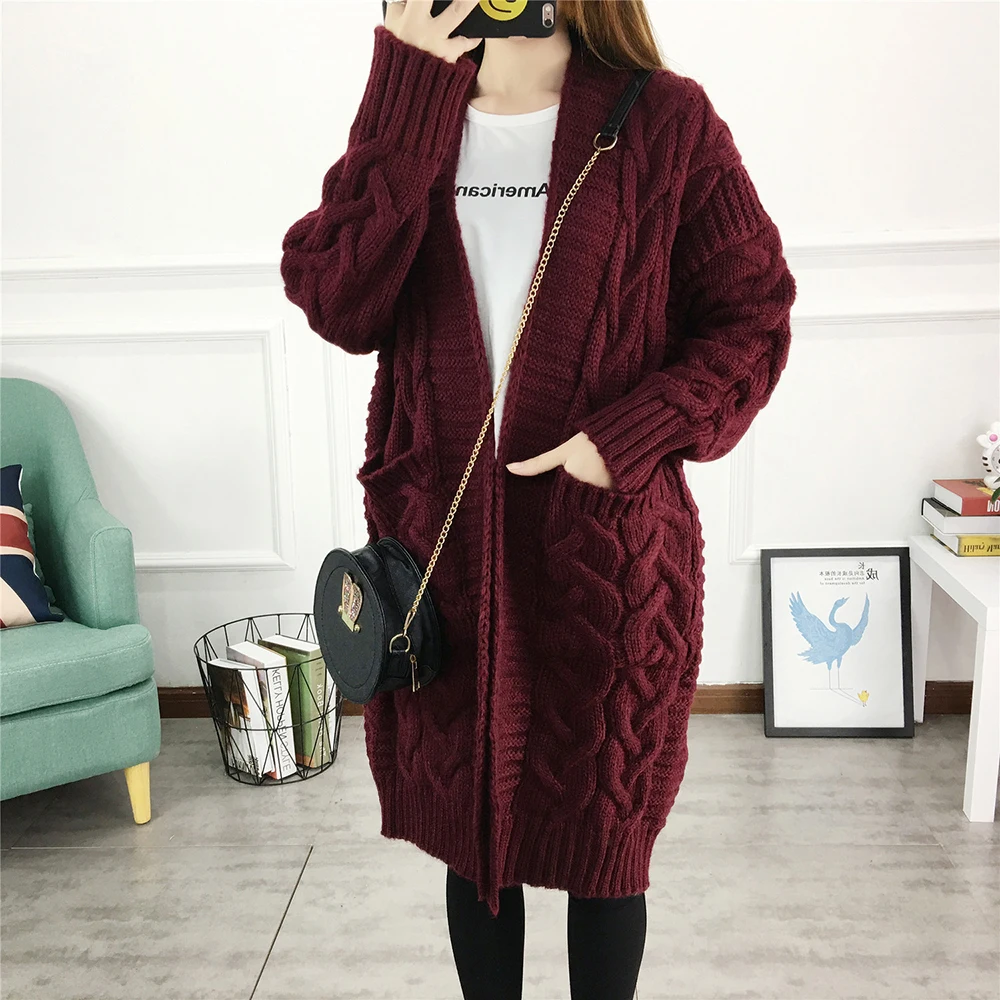 Women Long Cardigans Autumn Winter Open Stitch Knitting Loose Sweater Oversized big pockets Cardigan Fall Jacket Coat |