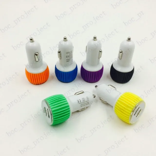 

Rubber ring 2.1A/1A Dual USB Power Adapter 2 Port Car Charger for iphone 6s plus 5 5S Sam s6 edge s5 4 note5 4 100p/lot