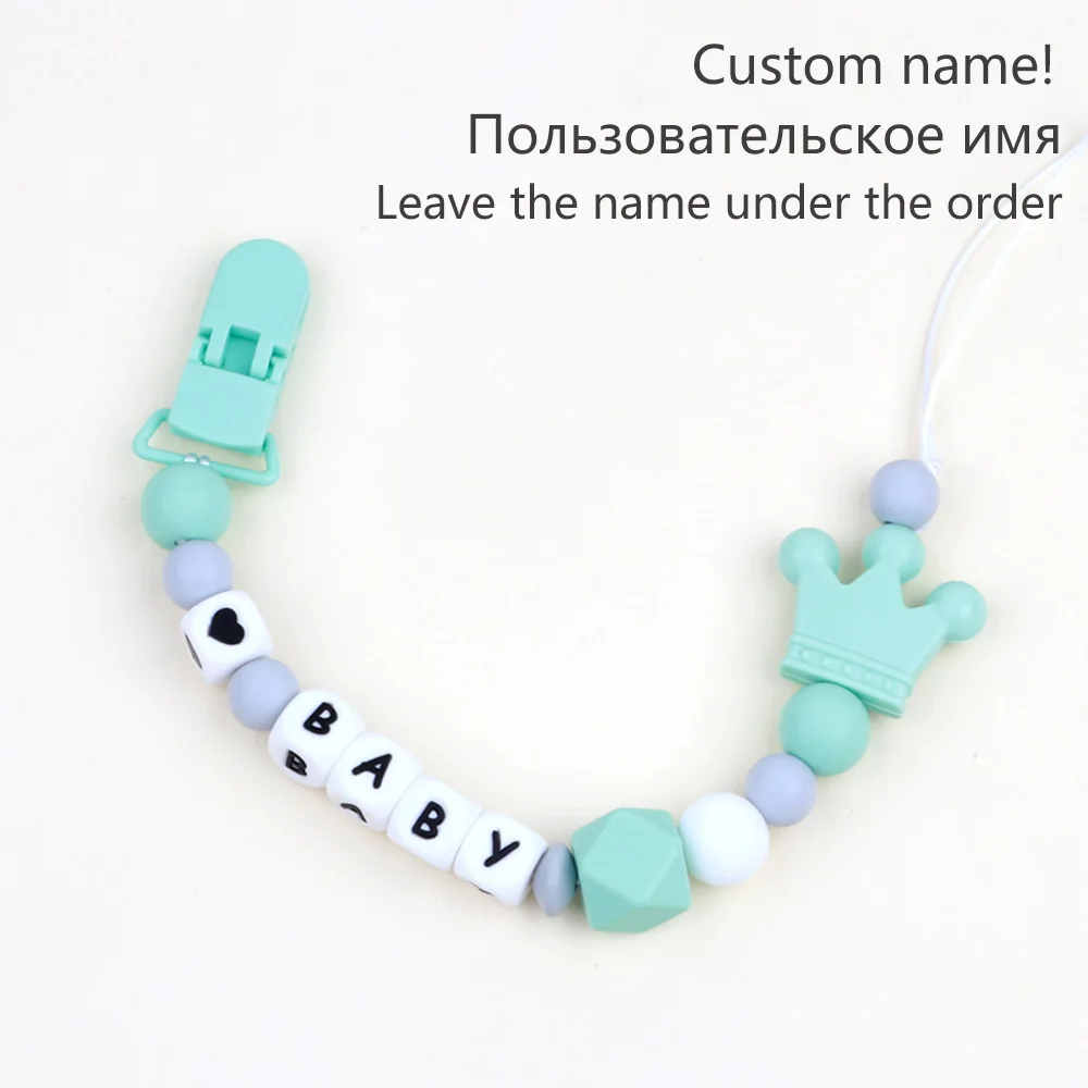 Custom name-02 1 шт., силиконовая соска-пустышка с индивидуальным именем, цепочка для прорезывания зубов, детский прорезыватель, ручная работа, силиконовая соска-пустышка, цепочки, BPA Free - Цвет: Custom name-02