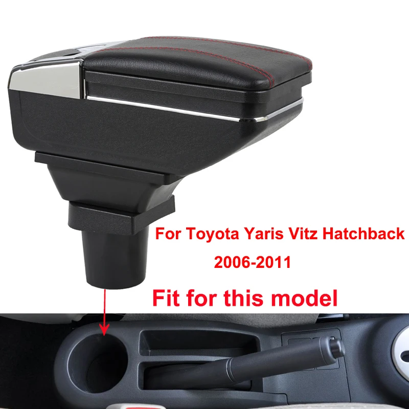 Для Toyota Yaris Vitz хэтчбек 2006-2011 Автомобильный подлокотник коробка для хранения с подстаканником пепельница подлокотник вращающийся