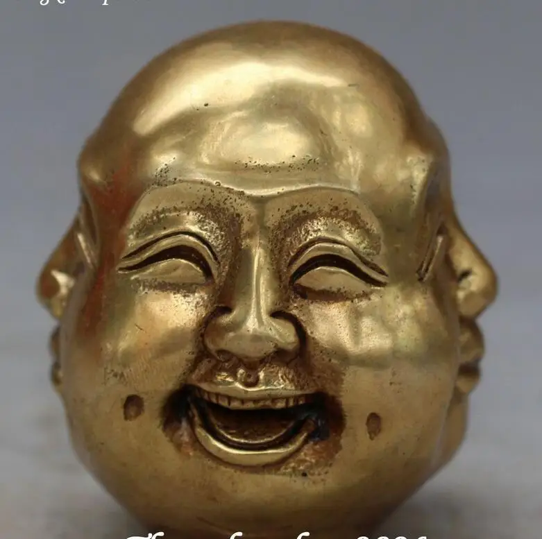 Китайская резьба 4 лица Будда счастливый сердитый грустное удовольствие голова