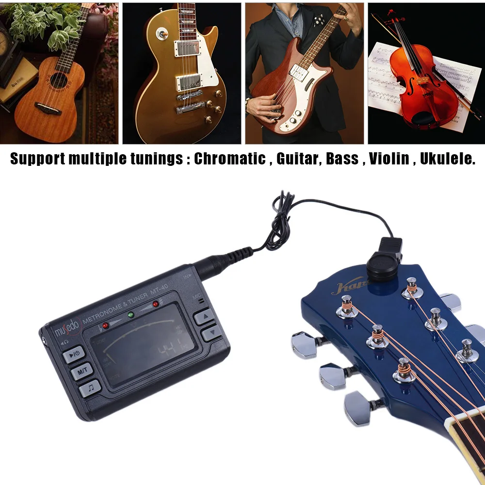 Acoustic Guitar Tuner 3-in-1 Metronome Tone Generator for Bass Violin Ukelele Chromatic Clear LCD Display | Спорт и развлечения