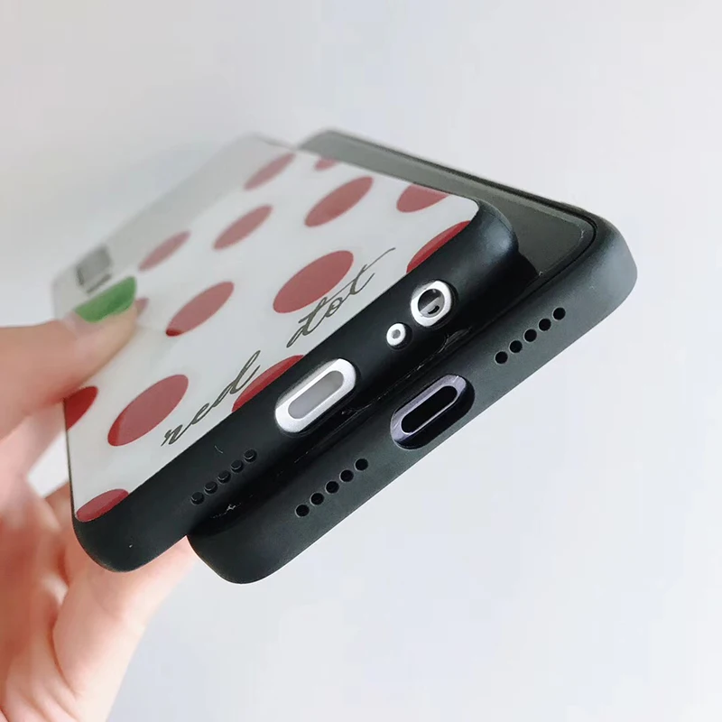 Зеркальные чехлы с покрытием для телефона huawei P30 P20 Mate20 Pro Lite с красным сердцем в горошек, глянцевый чехол для Honor 8X10 Nova 3 3e 4 4e conque