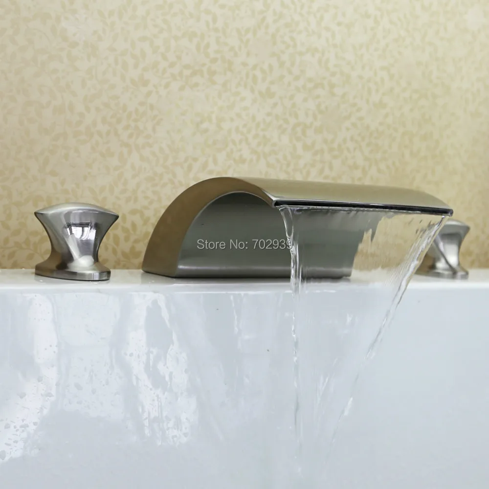 Free shipping 3 Pcs widespread Waterfall Bathroom Roman Bath
