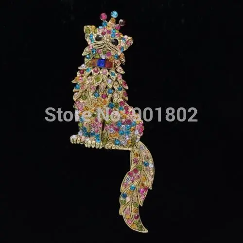 Винтажный стиль со стразами кристаллы броши в виде животных брошь с кошкой