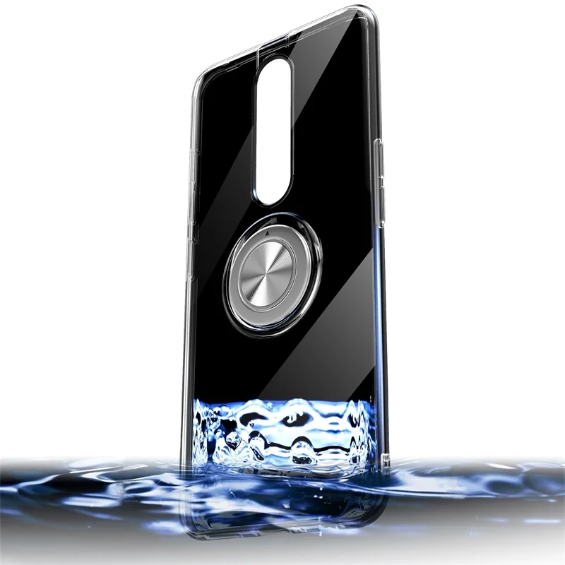 Чехол для OPPO F11 Pro прозрачный автомобильный держатель с кольцом на палец Мягкий