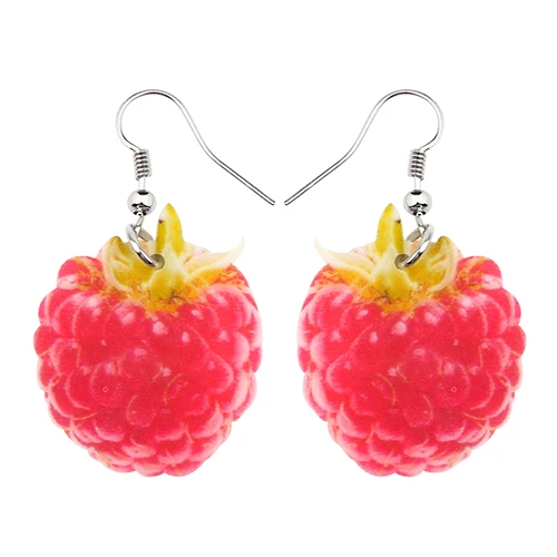 Multicolor WEVENI акриловые милые Малиновые серьги, большие длинные висячие серьги, модные ювелирные изделия с фруктами для женщин, девушек, девушек, подарок для подростков, оптом - Окраска металла: Multicolor