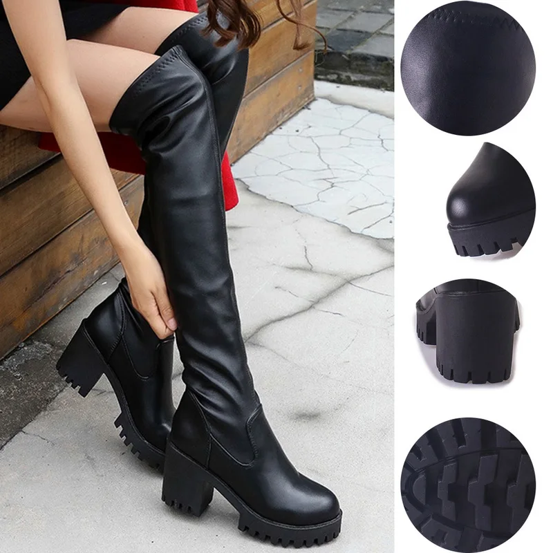 Женские ботфорты женские зимние сапоги обувь на высоком каблуке новые модные