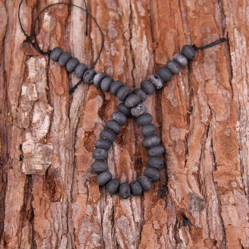 8inches strand Rough Gun Black Drusy Achate Abacus Shape Beads Mystic Titanium Natural Druzy Geode Rondelle Loose Pendants | Украшения и