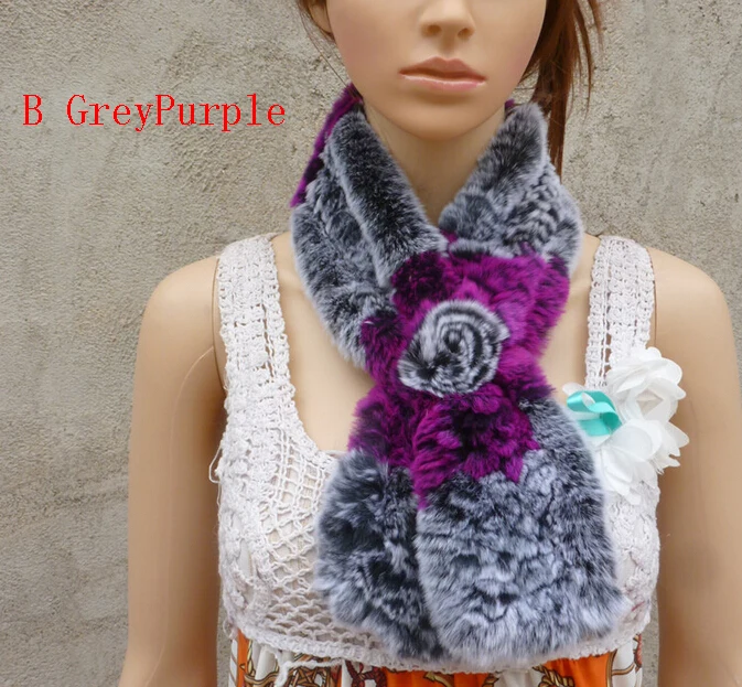 Женский шарф из меха кролика Рекс зимний теплый натурального с цветами TFP576 2019|rabbit