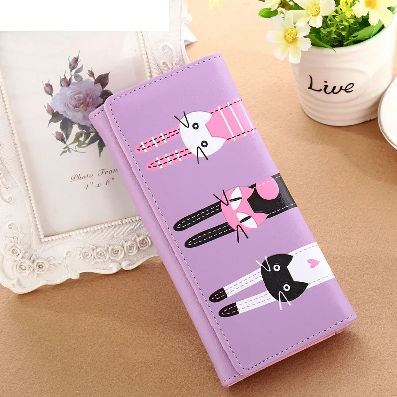 Женский кошелек с милым котом трендовый Длинный из Южной Кореи модный Удобный