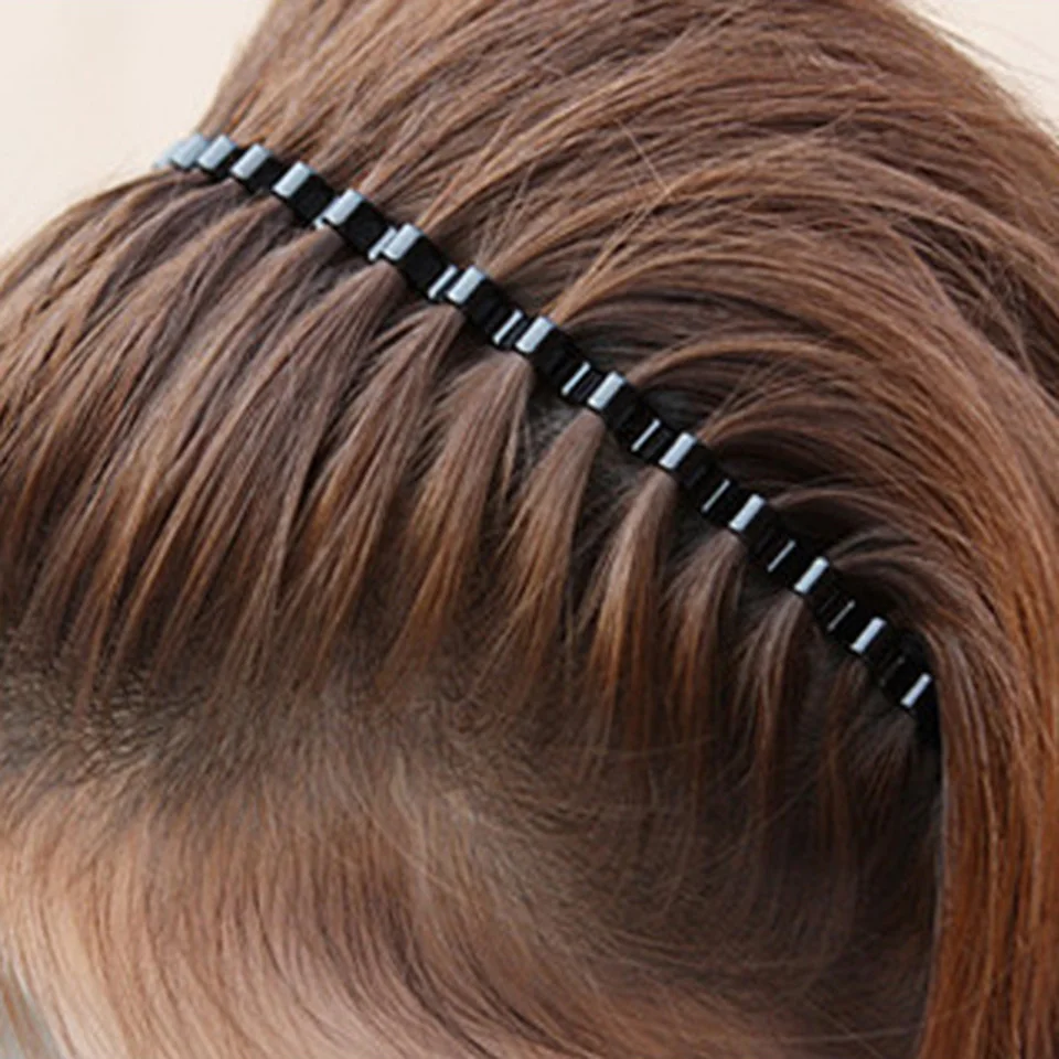 Повязка для волос женщин и мужчин черный волнистый ободок аксессуар 1 шт.