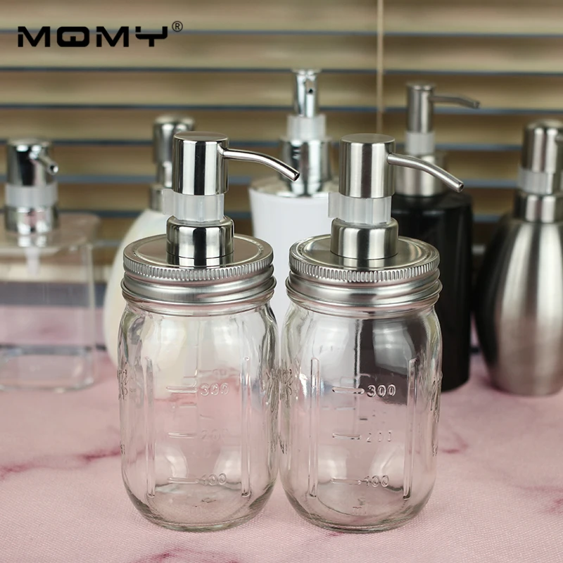 

Silver Hand Soap Lotion Dispenser Pump Stainless Steel Mason Jar Countertop Soap Hotel Bathroom Accessory Household Tool