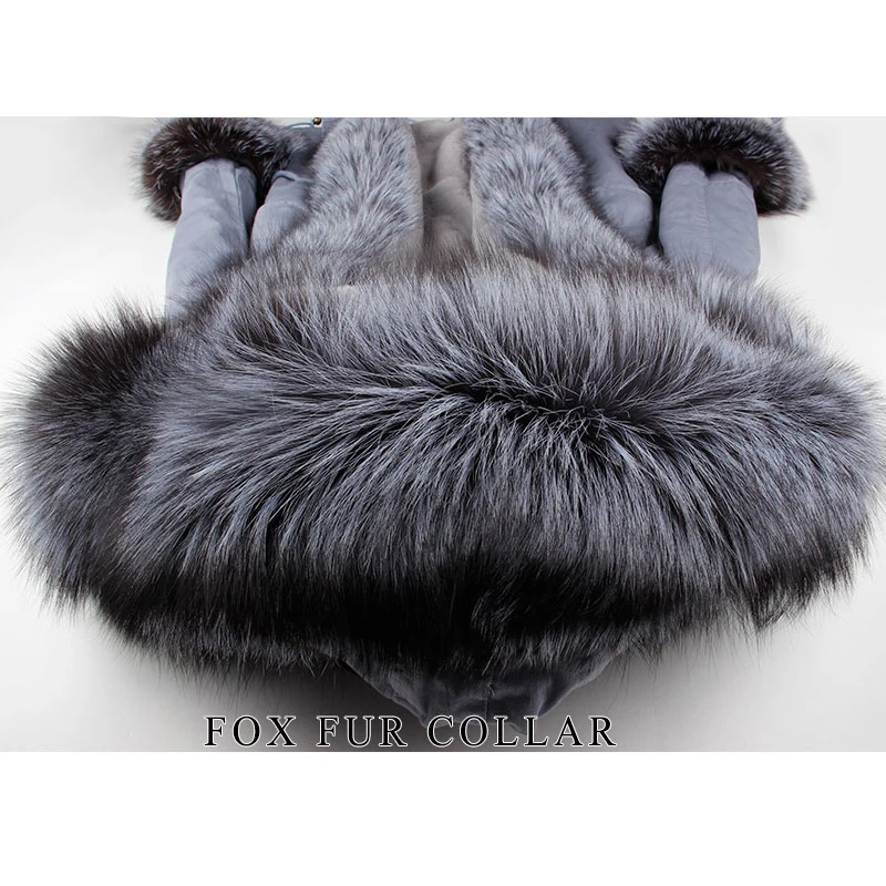 Luxury winter fur parka women long coats and jackets real silver fox collar hood placket cuff thick warm wool lined wear | Женская