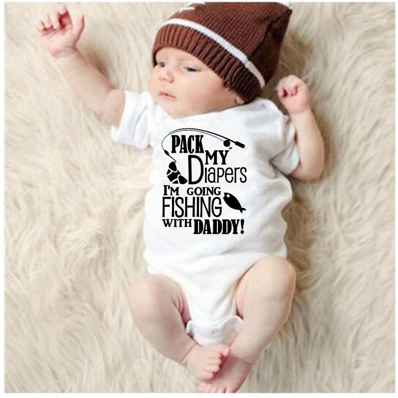 2019 новый летний комбинезон с надписью I am going Fishing with daddy для новорожденных
