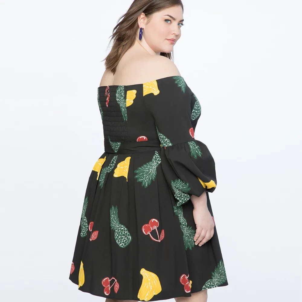 Darcydebie 2018 autumn Women Plus Size Elegant pleated printing party dress Sexy Slash neck Dew Shoulder Lace-up Loose vestidos | Женская