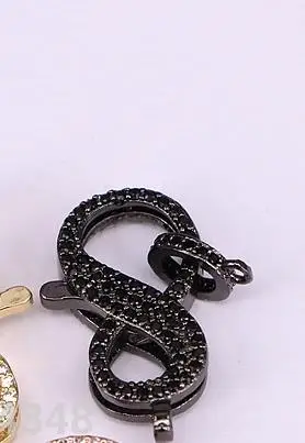 10 шт., ZYZ180-9234, медные, микро-стразы с фианитами, бесконечные застежки для DIY, ожерелья, браслетов, ювелирных аксессуаров, 12*24 мм - Цвет: Full Black CZ